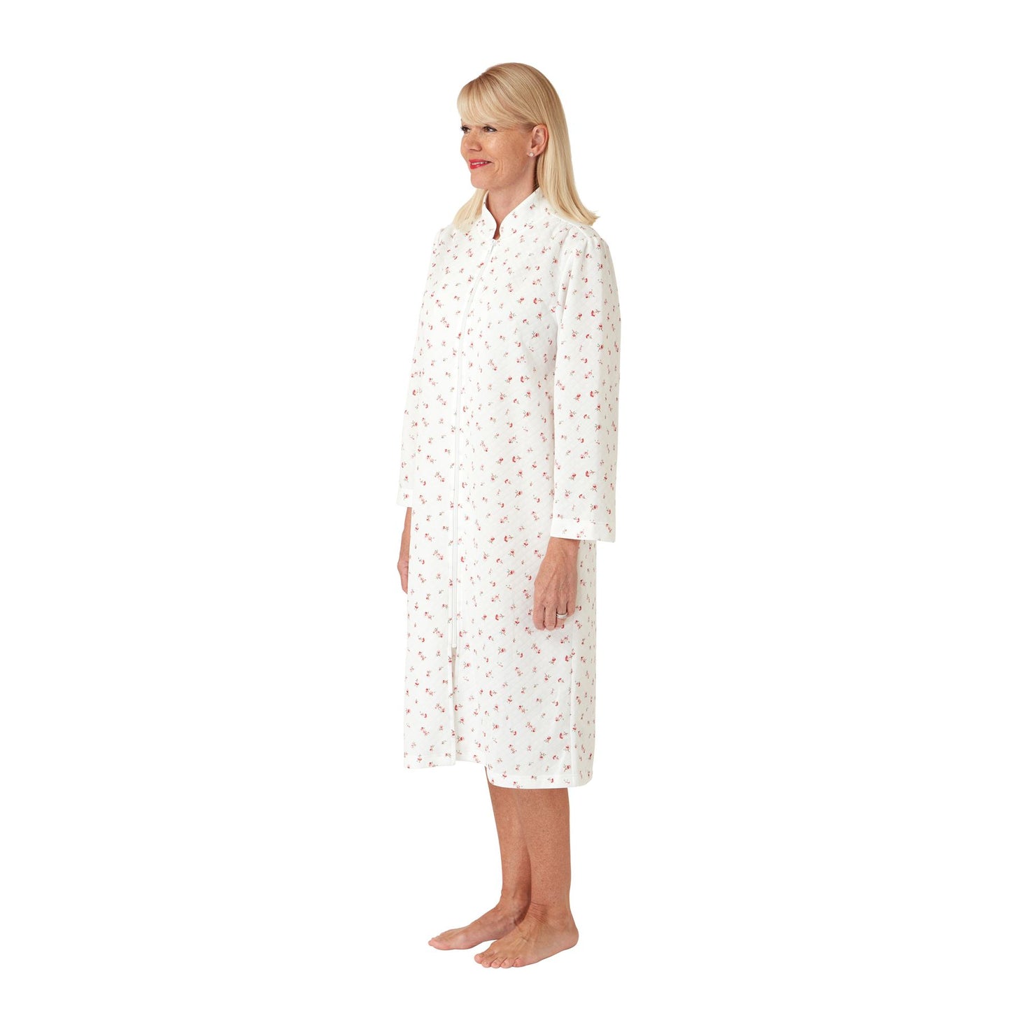 Marlon Womens Mock Quilt Zip Housecoat - Pink