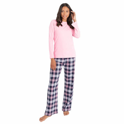 Momentii Womens Jersey/Flannel Pyjama Set - Pink Check Momentii