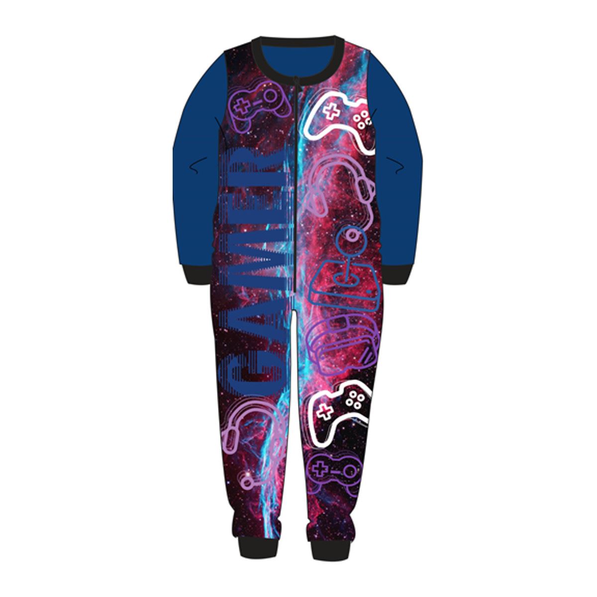 Kids Gamer Fleece Onesie - Blue