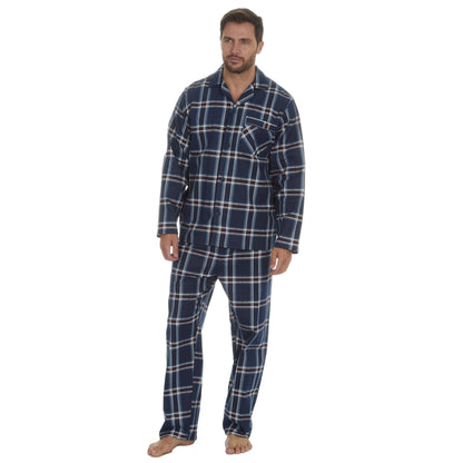 Cargo Bay Mens Printed Flannel Pyjamas - Denim Check