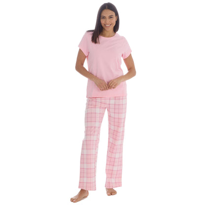 Forever Dreaming Womens T Shirt and Check Pants Pyjamas - Pink Forever Dreaming
