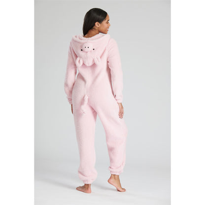 Loungeable Womens Sherpa Fleece Pig Onesie - Pink