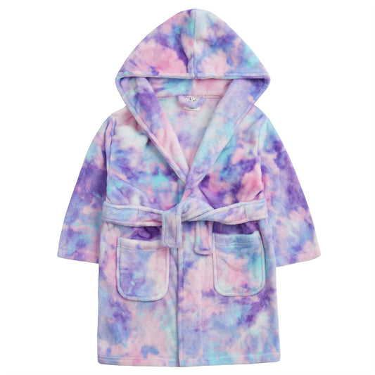 Minikidz Kids Tie Dye Hooded Fleece Robe