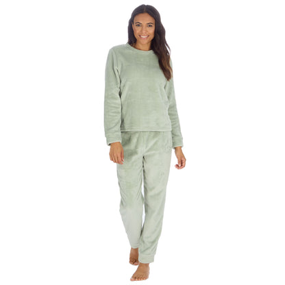 Forever Dreaming Womens Plush Fleece Pyjama Set - Sage Green