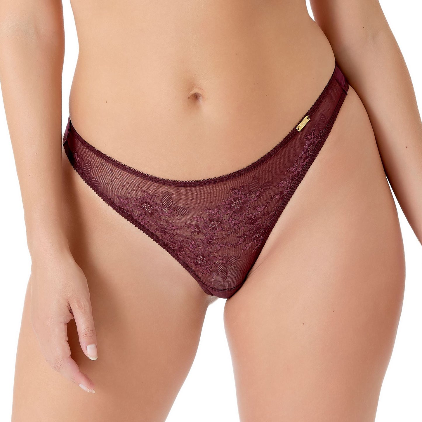 Gossard Glossies Lace Thong - Fig