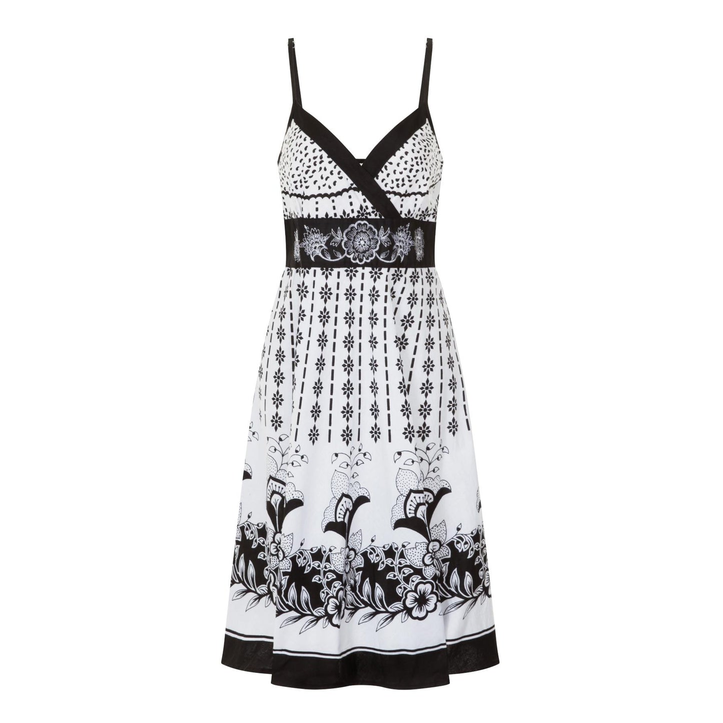 Pistachio Crossover Summer Dress - Black/White
