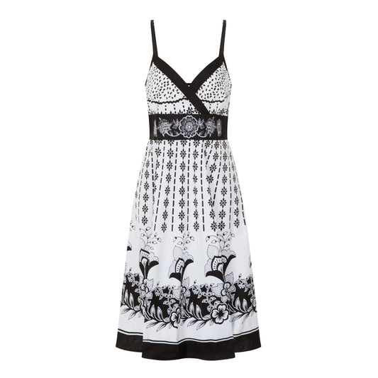 Pistachio Crossover Summer Dress - Black/White