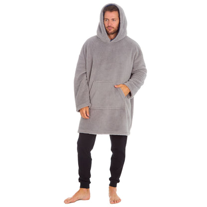 Huggable Hoodie Mens Snuggle Fleece Oversized Hoodie - Grey