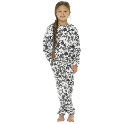 Foxbury Girls Tie Dye Fleece Pyjamas - Grey