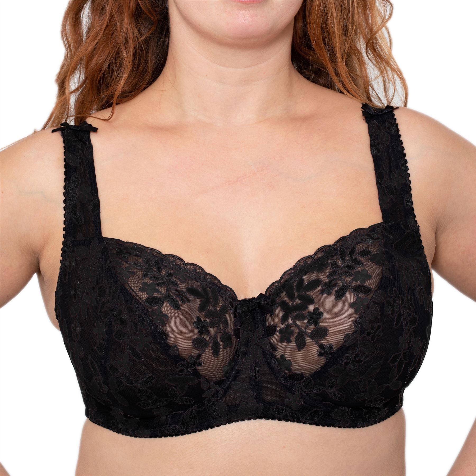 Gemm Full Cup Embroidered Bra - Black Gemm