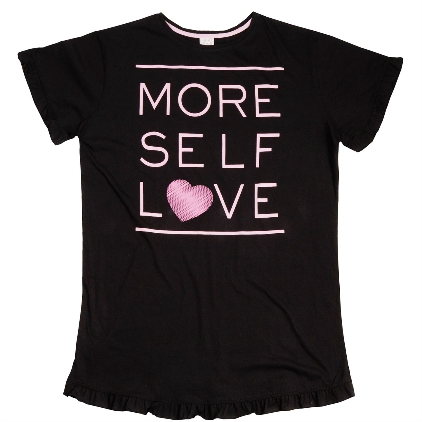 Forever Dreaming 'More Self Love' Frill Nightdress - Black