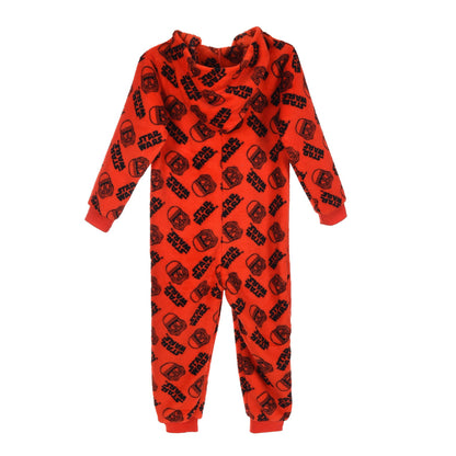 Boys Star Wars Fleece Hooded Onesie - Red Print