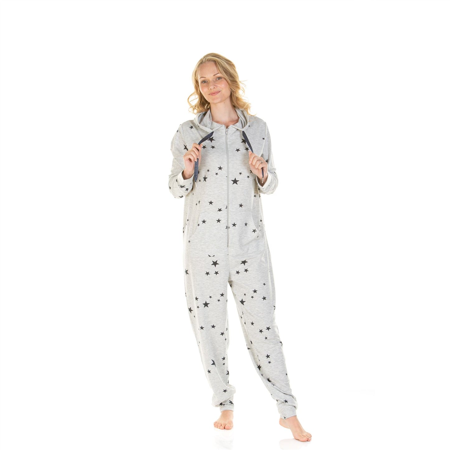 La Marquise Womens Starry Days Jogger Style Onesie - Grey