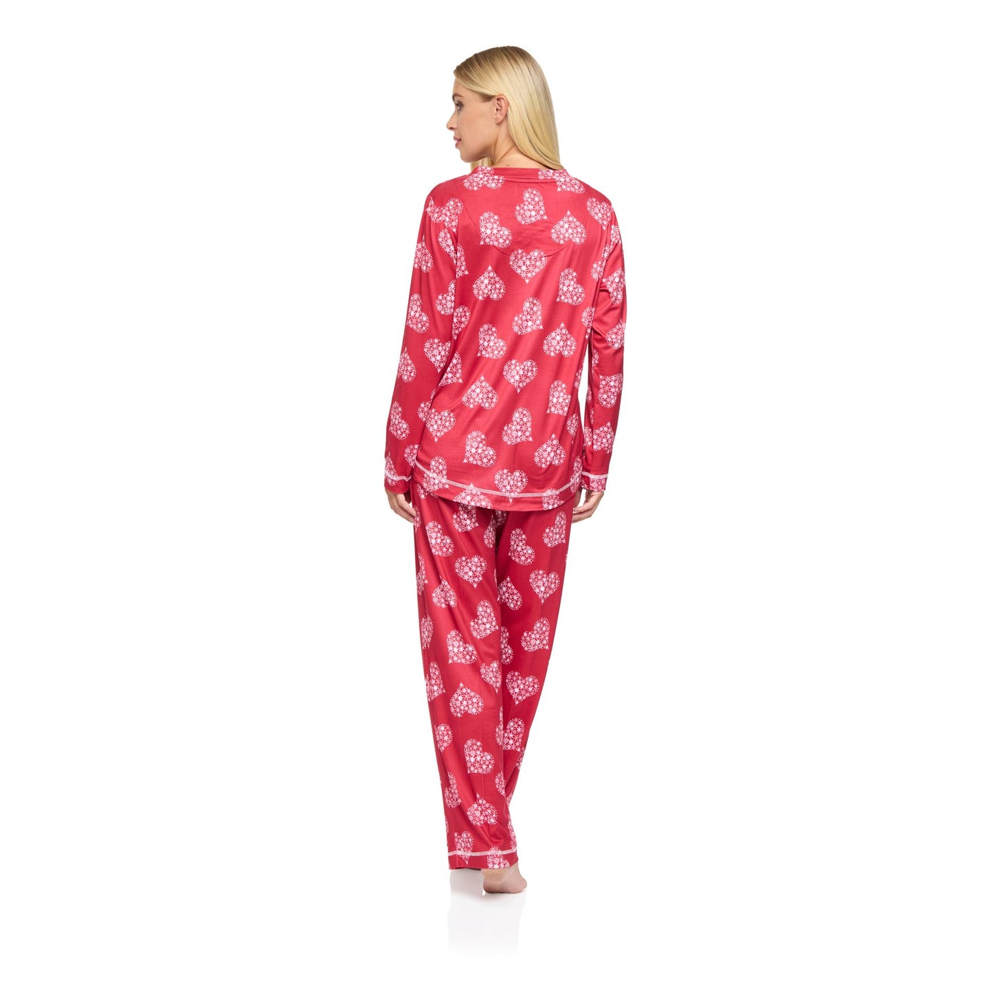 La Marquise Womens Jersey Knit Stars Pyjamas - Red