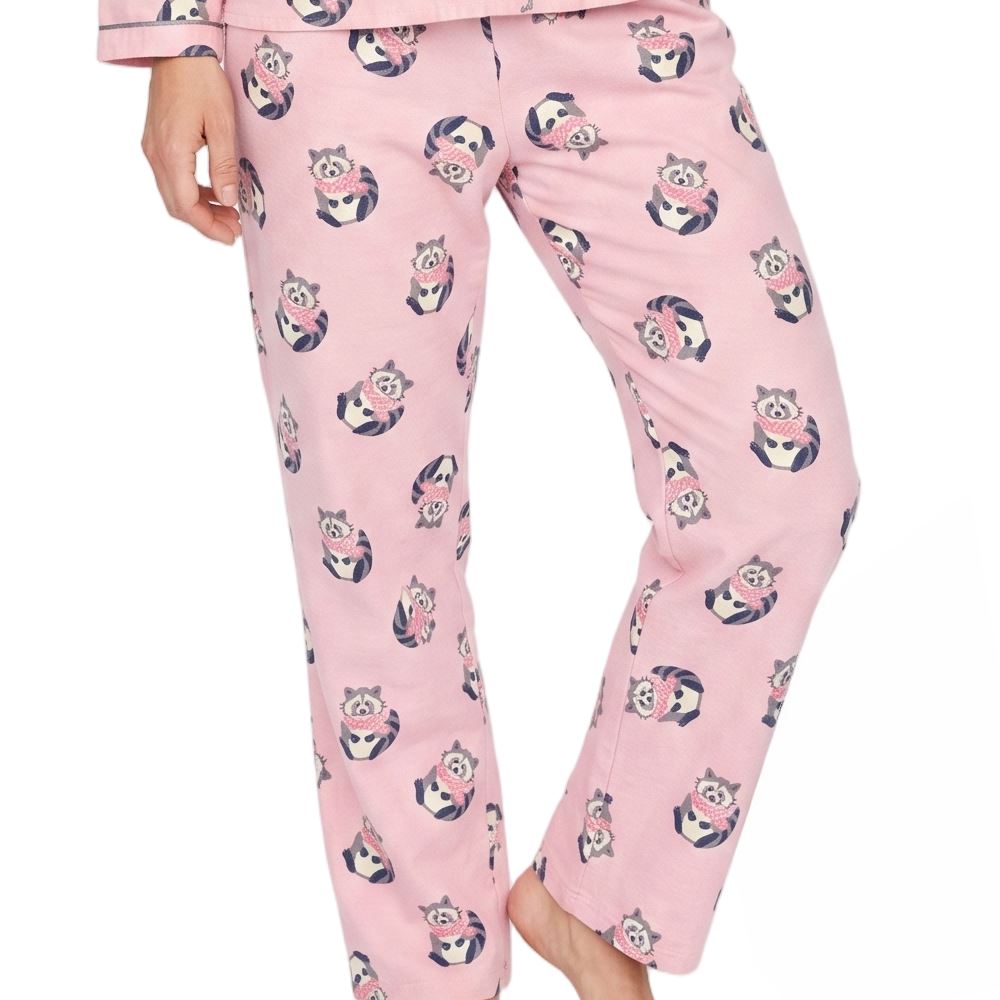 Indigo Sky Womens Racoon Winceyette Pyjamas - Pink Indigo Sky