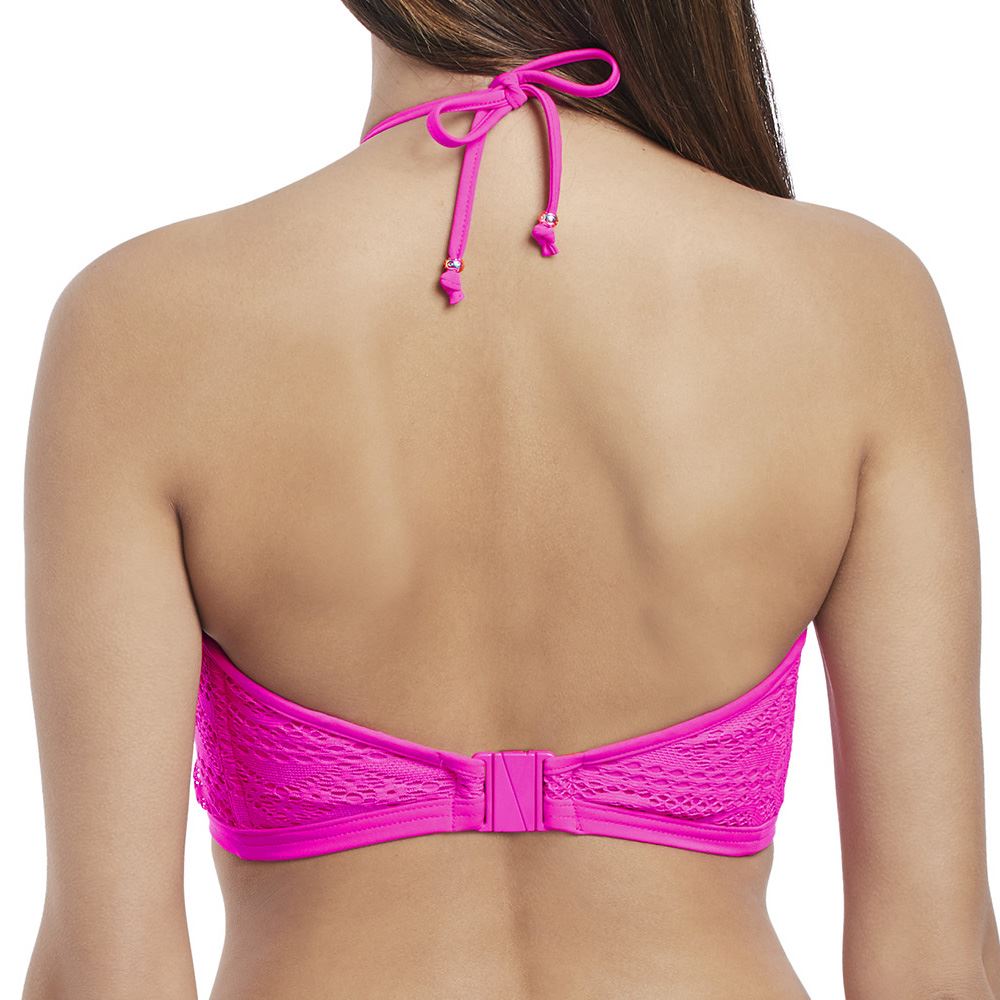 Freya Sundance High Neck Crop Bikini Top - Hot Pink