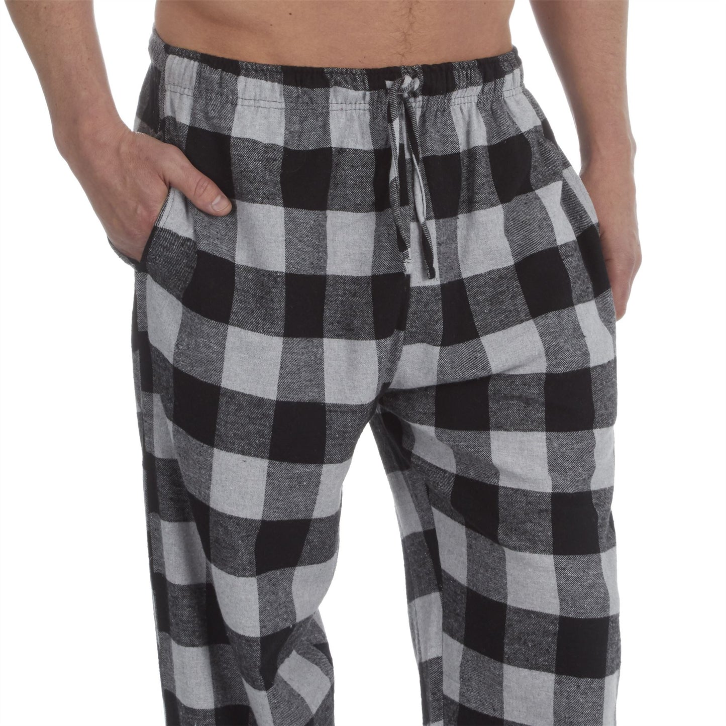 Embargo Mens Check Flannel Lounge Pants - Black/Grey Check