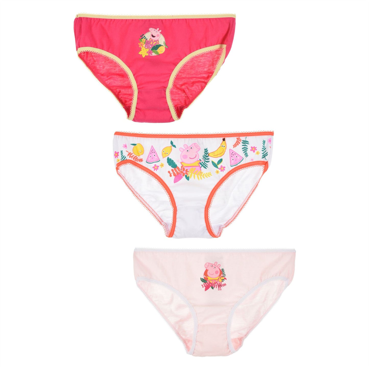 Girls Peppa Pig Briefs Pink/White (3 Pack)