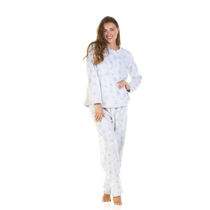 La Marquise Womens Supersoft Fleece Pyjamas - Blue Stars