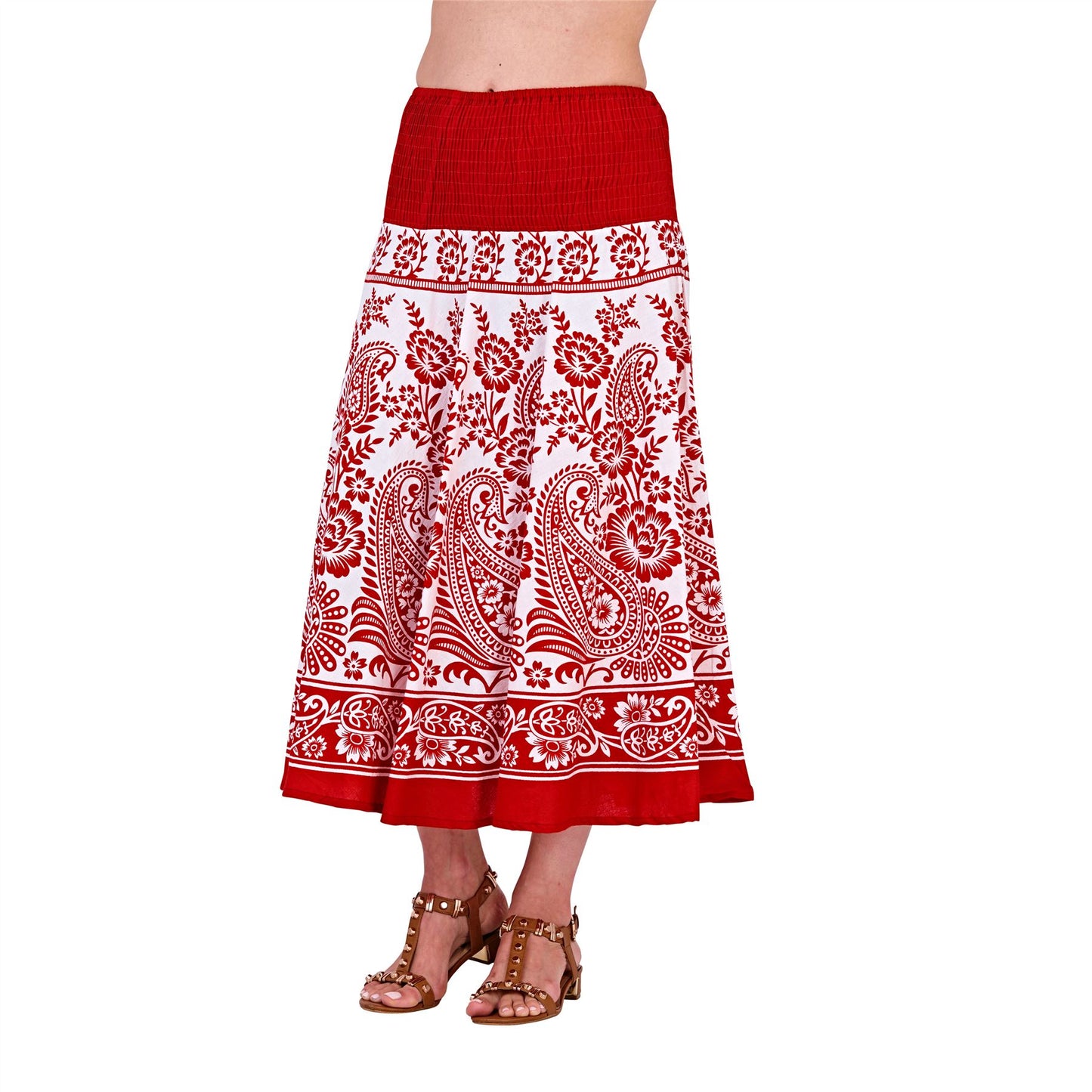 Pistachio Paisley Print 2 In 1 Dress - Red