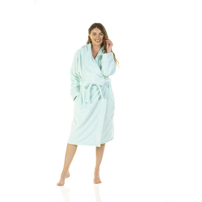 Wysteria Lane Womens Cut-Out Shawl Collar Fleece Robe - Aqua