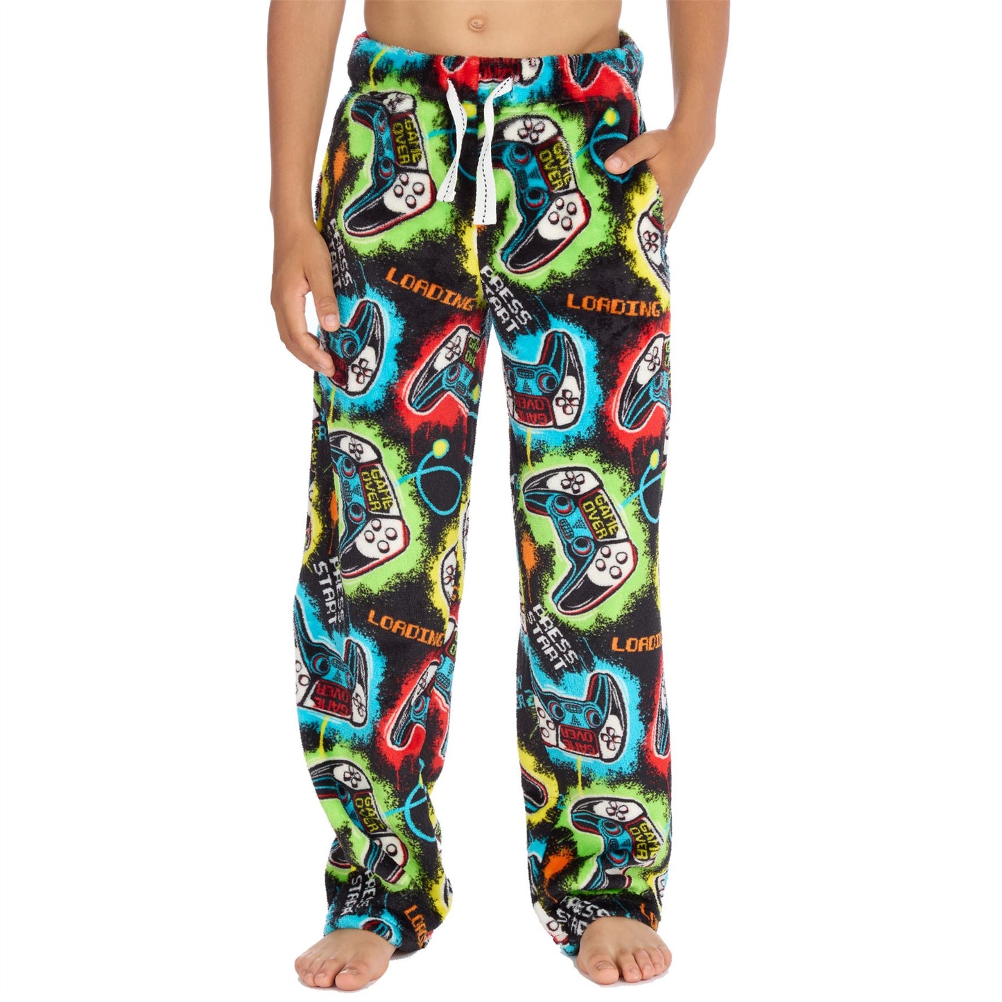 Cargo Bay Boys Fleece Gamer Print Lounge Pants - Black/Multi