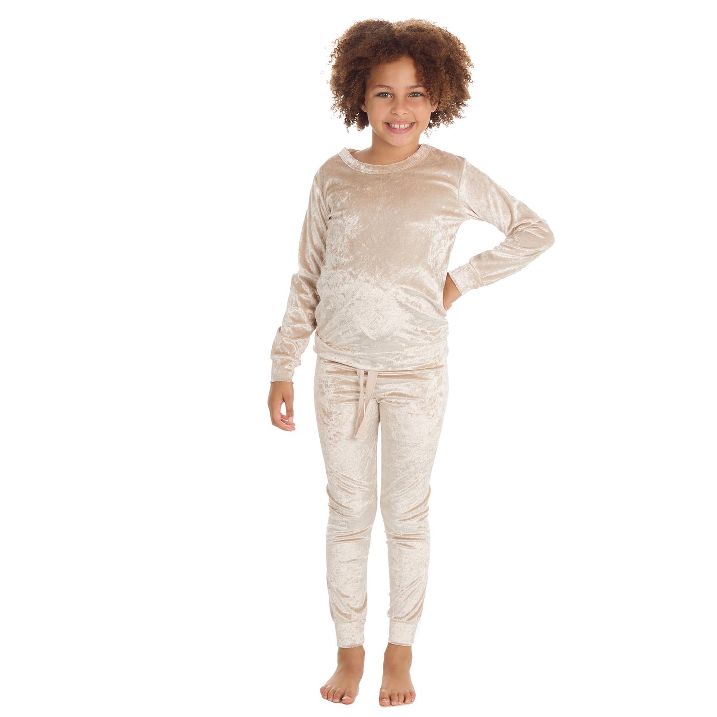 Forever Dreaming Girls Crushed Velvet Pyjamas - Gold