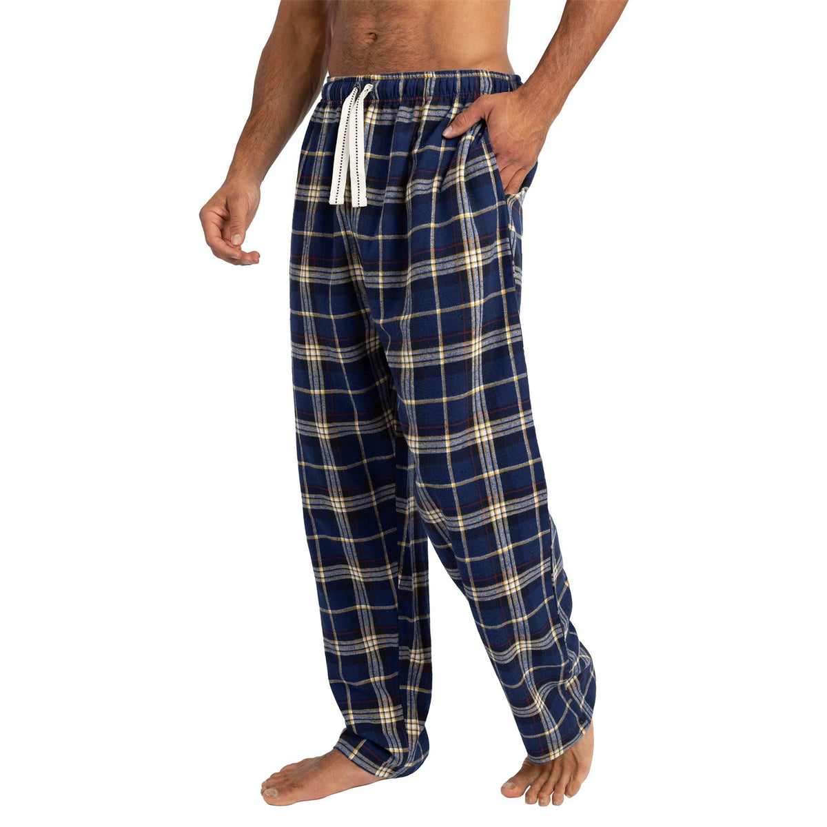 Cargo Bay Mens Check Flannel Lounge Pants - Denim Cargo Bay