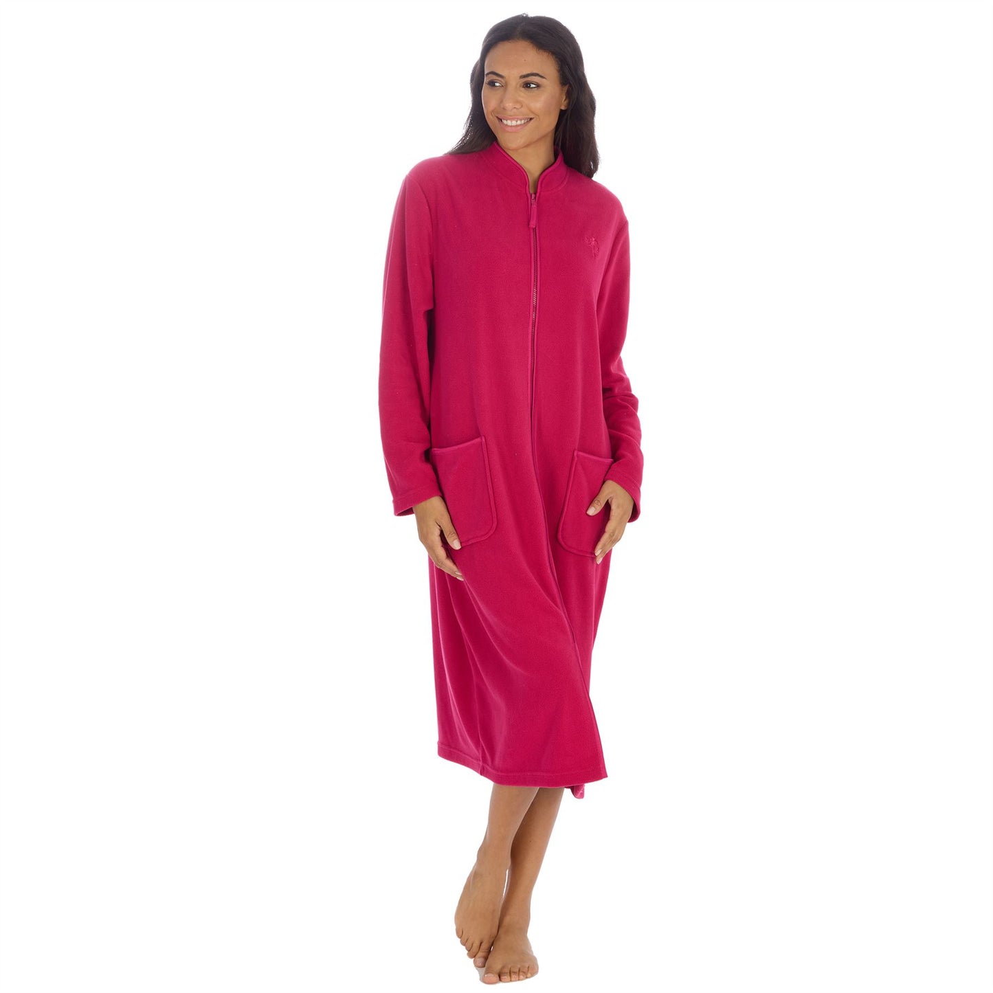Countess Christie Longer Length Zip Housecoat - Raspberry