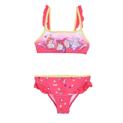 Girls Disney Princess Star Print Bikini Set - Fushia