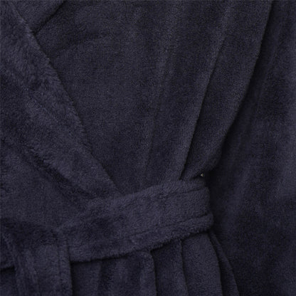 Loungeable Mens Solid Collar Fleece Robe - Navy