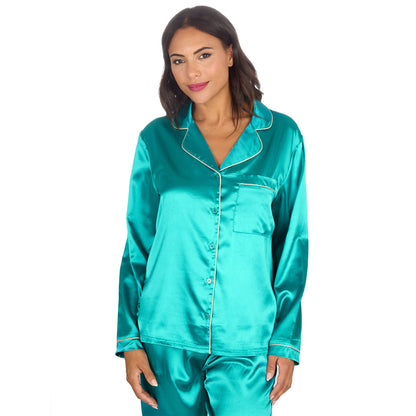 Slumber Party Womens Satin Pyjamas - Teal