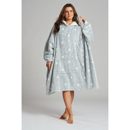 Loungeable Womens Sparkle Star Luxury Fleece Snuggle Hoodie - Grey