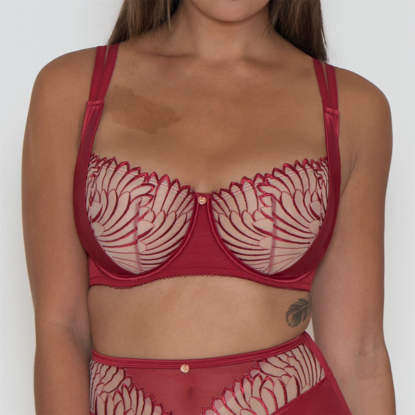 Scantilly Fallen Angel Balcony Bra - Garnet Red