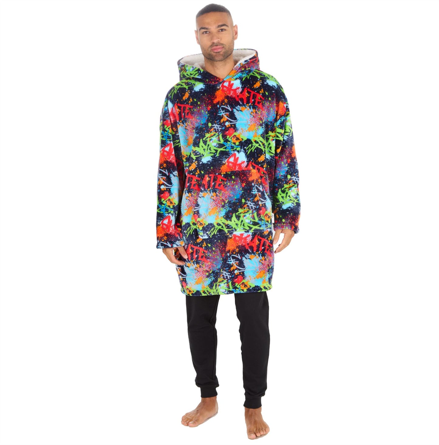 Huggable Hoodie Mens Fleece Oversized Hoodie - Graffiti