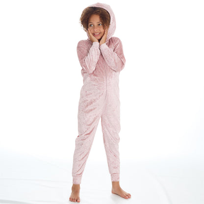 Forever Dreaming Girls Crushed Velvet Onesie - Pink