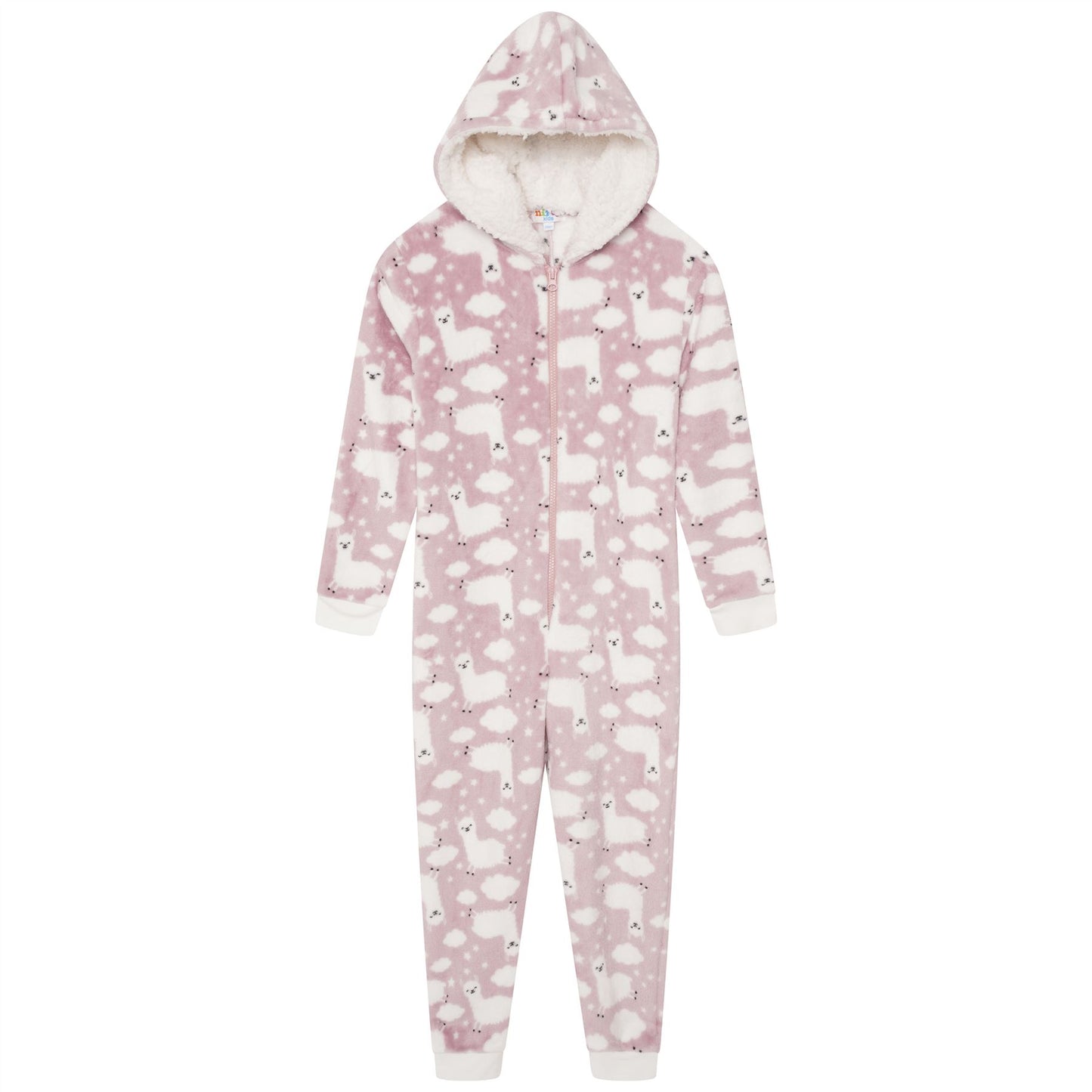 Nifty Kids Llama Fleece Onesie - Pink
