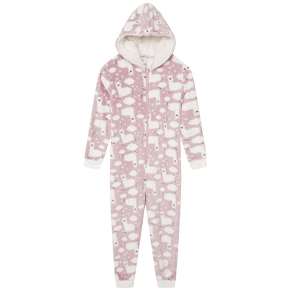 Nifty Kids Llama Fleece Onesie - Pink