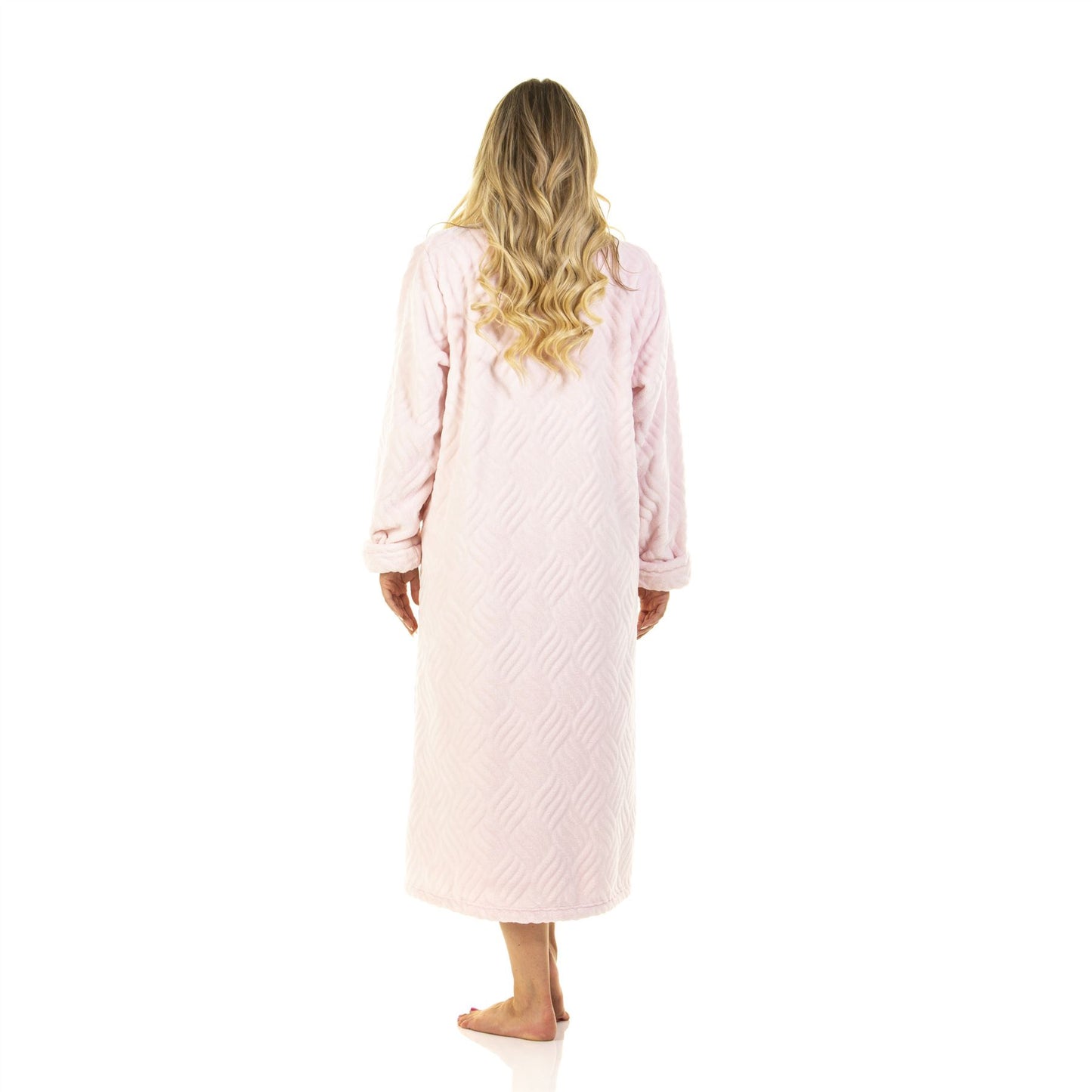 La Marquise Tulip Button Through Fleece Robe - Pink