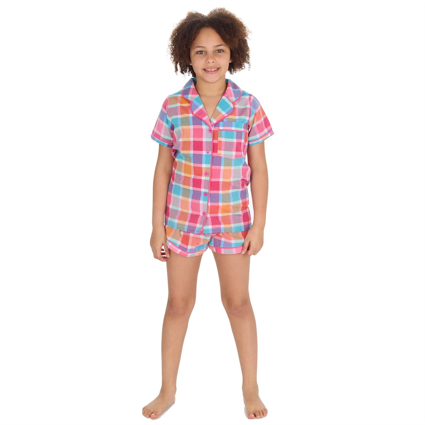 Forever Dreaming Girls Yarn Dyed Woven Check Short Pyjamas - Mint