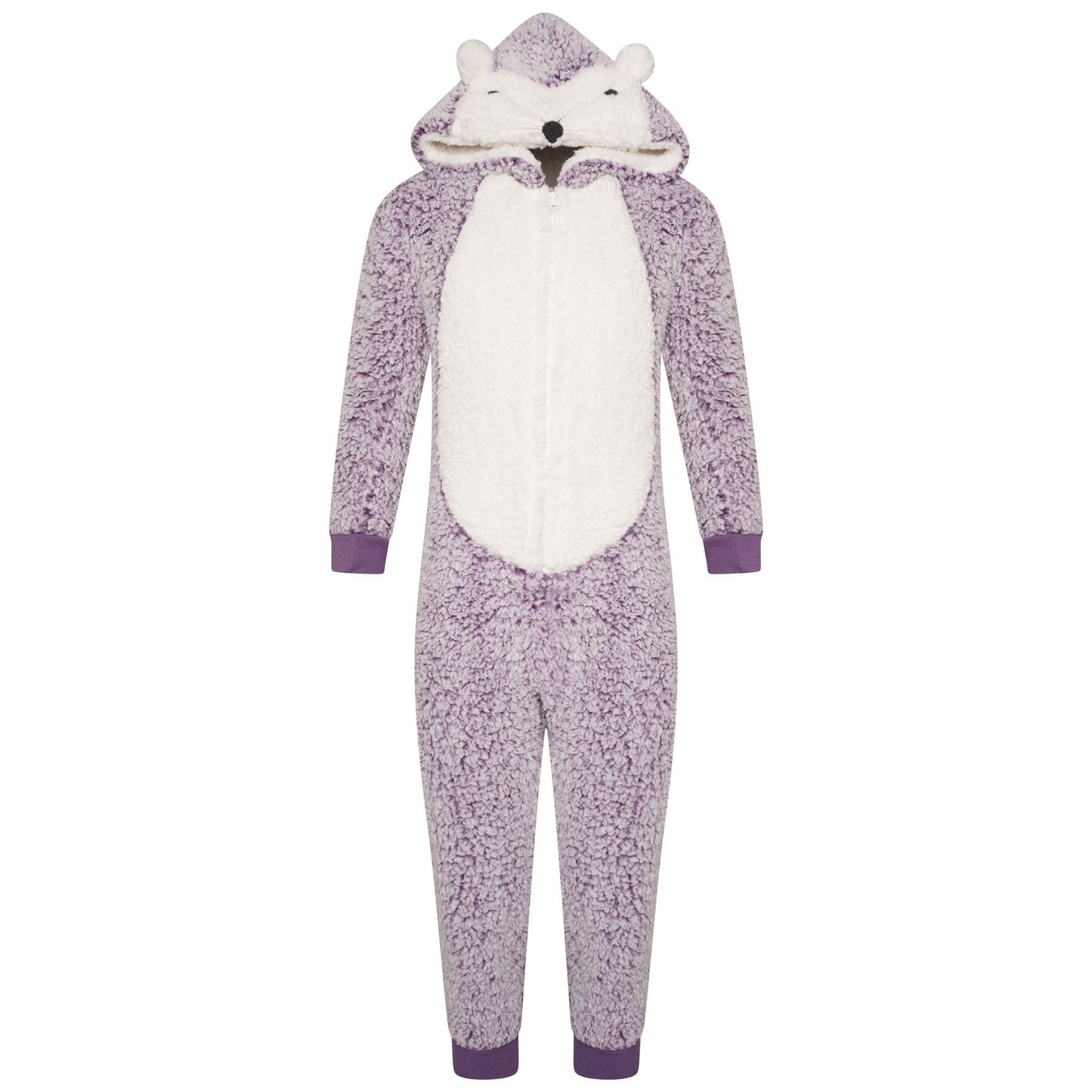 Nifty Kids Hedgehog Fleece Onesie - Lilac