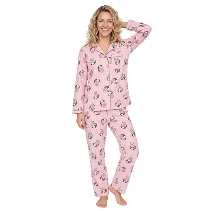 Indigo Sky Womens Racoon Winceyette Pyjamas - Pink Indigo Sky