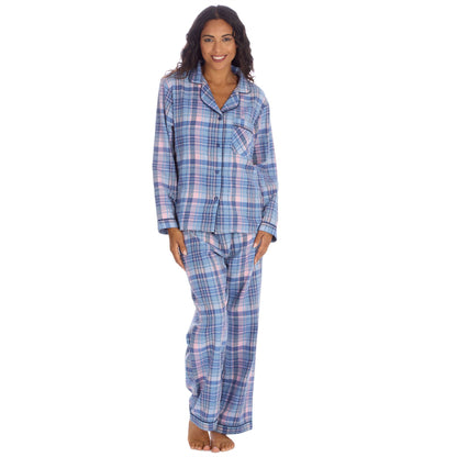 Slumber Party Womens Yarn Dyed Flannel Pyjamas - Denim