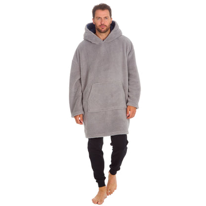 Huggable Hoodie Mens Snuggle Fleece Oversized Hoodie - Grey
