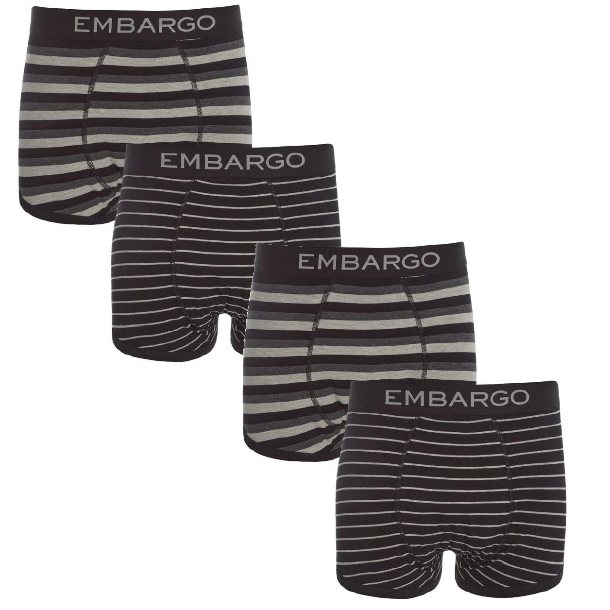 Embargo Mens Hipster Trunks (4 Pack) - Black Stripe
