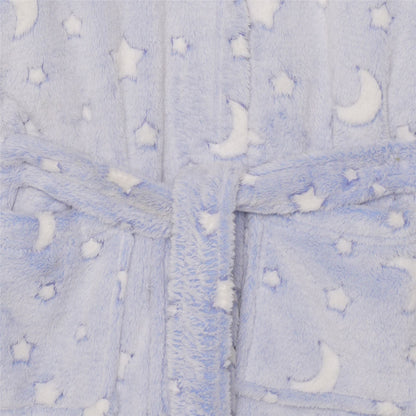 Nifty Kids Moon/Stars Fleece Robe - Blue
