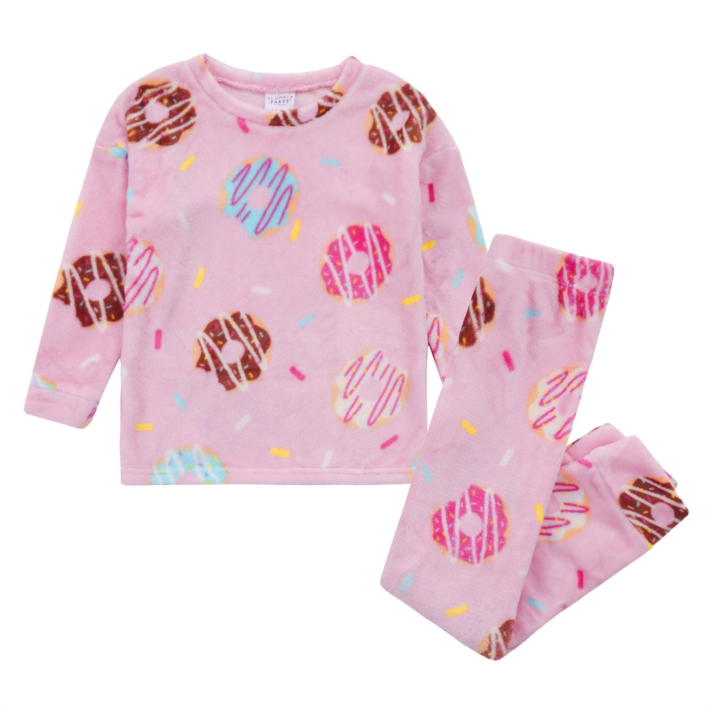 Slumber Party Kids Donut Flannel Fleece Pyjamas - Pink Slumber Party