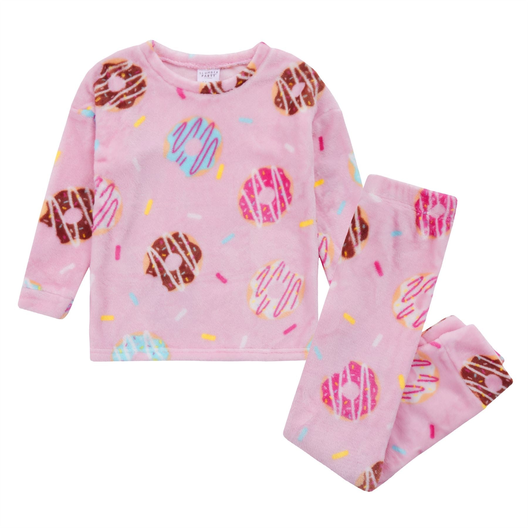 Slumber Party Kids Donut Flannel Fleece Pyjamas - Pink Slumber Party