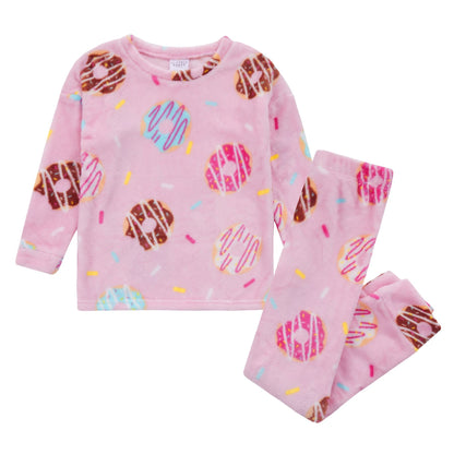 Slumber Party Kids Donut Flannel Fleece Pyjamas - Pink Slumber Party