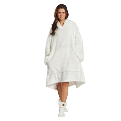 Loungeable Womens Luxury Fleece Polar Bear Snuggle Hoodie - White
